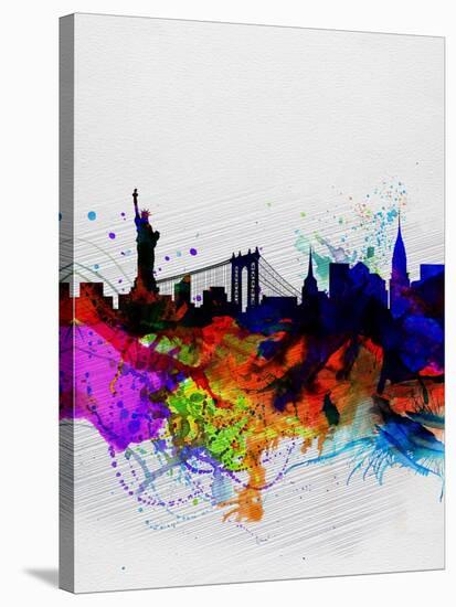 New York Watercolor Skyline 1-NaxArt-Stretched Canvas