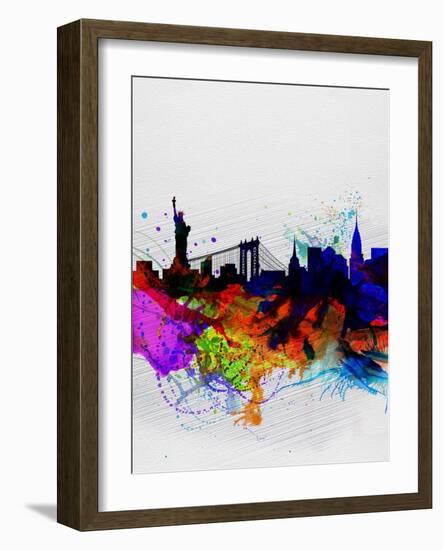 New York Watercolor Skyline 1-NaxArt-Framed Art Print