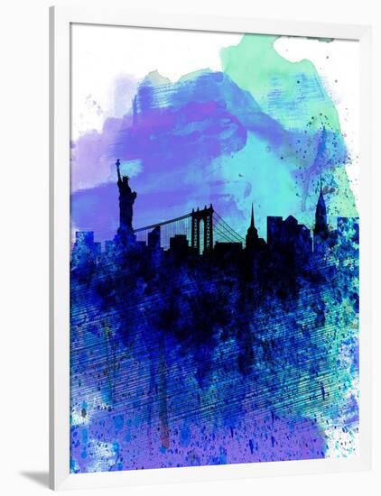 New York Watercolor Skyline 2-NaxArt-Framed Art Print