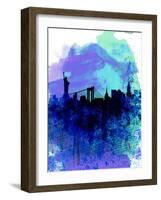 New York Watercolor Skyline 2-NaxArt-Framed Art Print