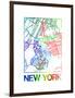 New York Watercolor Street Map-NaxArt-Framed Art Print