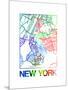 New York Watercolor Street Map-NaxArt-Mounted Art Print