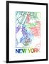 New York Watercolor Street Map-NaxArt-Framed Art Print