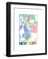 New York Watercolor Street Map-NaxArt-Framed Art Print