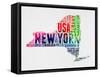 New York Watercolor Word Cloud-NaxArt-Framed Stretched Canvas