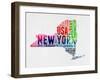New York Watercolor Word Cloud-NaxArt-Framed Art Print