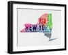 New York Watercolor Word Cloud-NaxArt-Framed Art Print