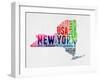 New York Watercolor Word Cloud-NaxArt-Framed Art Print