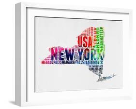 New York Watercolor Word Cloud-NaxArt-Framed Art Print