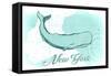 New York - Whale - Teal - Coastal Icon-Lantern Press-Framed Stretched Canvas