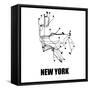 New York White Subway Map-null-Framed Stretched Canvas