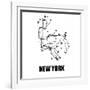 New York White Subway Map-null-Framed Premium Giclee Print