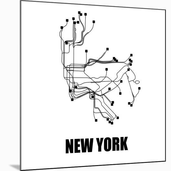 New York White Subway Map-null-Mounted Premium Giclee Print