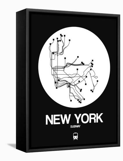 New York White Subway Map-NaxArt-Framed Stretched Canvas