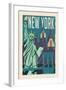 New York - Woodblock-Lantern Press-Framed Art Print