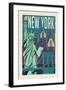 New York - Woodblock-Lantern Press-Framed Art Print