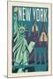 New York - Woodblock-Lantern Press-Mounted Art Print