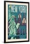 New York - Woodblock-Lantern Press-Framed Art Print