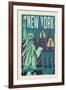 New York - Woodblock-Lantern Press-Framed Art Print