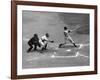 New York Yankee Joe Di Maggio Swinging Bat in Game Against the Philadelphia Athletics-Alfred Eisenstaedt-Framed Premium Photographic Print