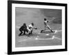 New York Yankee Joe Di Maggio Swinging Bat in Game Against the Philadelphia Athletics-Alfred Eisenstaedt-Framed Premium Photographic Print