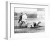 New York Yankee player slides into Base Photograph - New York, NY-Lantern Press-Framed Art Print