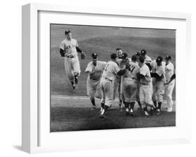 New York Yankees Celebrating During a World Series Game-null-Framed Premium Photographic Print