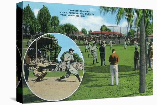 New York Yankees in Training Scene - St. Petersburg, FL-Lantern Press-Stretched Canvas