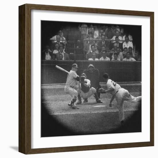 New York Yankees Player Mickey Mantle, Batting During Game-null-Framed Premium Photographic Print