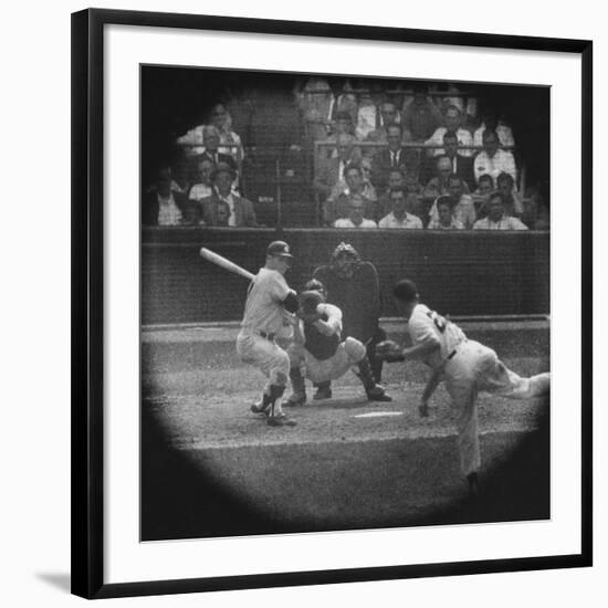 New York Yankees Player Mickey Mantle, Batting During Game-null-Framed Premium Photographic Print