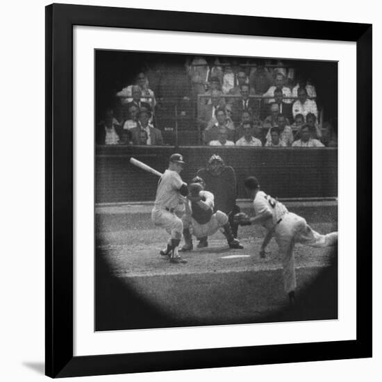 New York Yankees Player Mickey Mantle, Batting During Game-null-Framed Premium Photographic Print