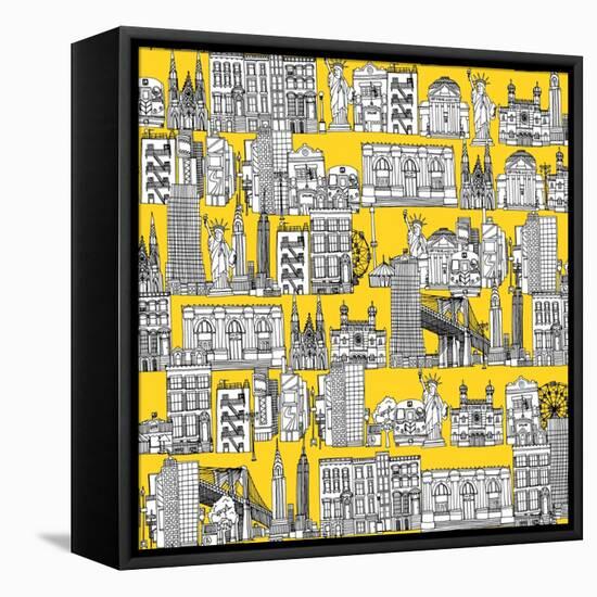 New York Yellow-Sharon Turner-Framed Stretched Canvas