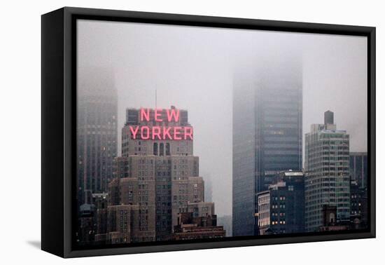 New Yorker Building in Fog NYC-null-Framed Stretched Canvas