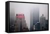 New Yorker Building in Fog NYC-null-Framed Stretched Canvas