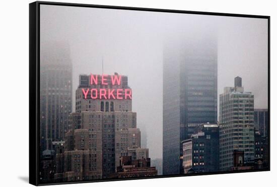 New Yorker Building in Fog NYC-null-Framed Stretched Canvas