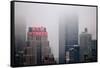 New Yorker Building in Fog NYC-null-Framed Stretched Canvas