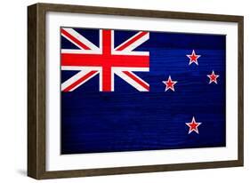 New Zealand Flag Design with Wood Patterning - Flags of the World Series-Philippe Hugonnard-Framed Art Print