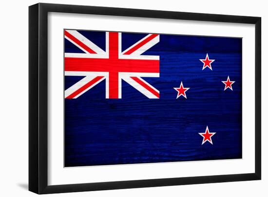 New Zealand Flag Design with Wood Patterning - Flags of the World Series-Philippe Hugonnard-Framed Art Print