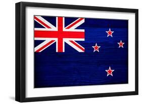 New Zealand Flag Design with Wood Patterning - Flags of the World Series-Philippe Hugonnard-Framed Art Print