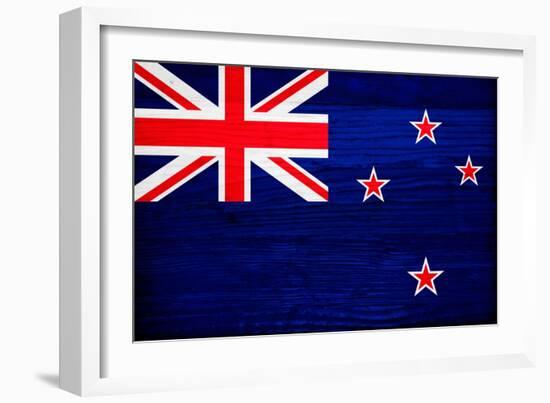 New Zealand Flag Design with Wood Patterning - Flags of the World Series-Philippe Hugonnard-Framed Art Print