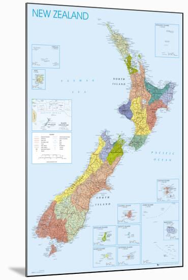 NEW ZEALAND MAP-null-Mounted Poster