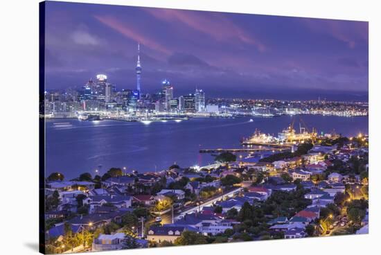 New Zealand, North Island, Auckland, skyline view from Devonport, dawn-Walter Bibikw-Stretched Canvas