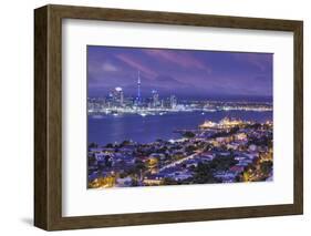 New Zealand, North Island, Auckland, skyline view from Devonport, dawn-Walter Bibikw-Framed Photographic Print