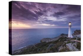 New Zealand, North Island, Castlepoint. Castlepoint Lighthouse-Walter Bibikow-Stretched Canvas