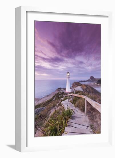 New Zealand, North Island, Castlepoint. Castlepoint Lighthouse-Walter Bibikow-Framed Photographic Print