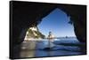 New Zealand, North Island, Hahei, Cathedral Cove-Walter Bibikow-Framed Stretched Canvas