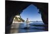 New Zealand, North Island, Hahei, Cathedral Cove-Walter Bibikow-Stretched Canvas