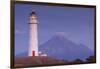 New Zealand, North Island, Pungarehu. Cape Egmont Lighthouse and Mt. Taranaki-Walter Bibikow-Framed Photographic Print