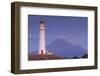 New Zealand, North Island, Pungarehu. Cape Egmont Lighthouse and Mt. Taranaki-Walter Bibikow-Framed Photographic Print