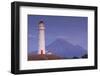 New Zealand, North Island, Pungarehu. Cape Egmont Lighthouse and Mt. Taranaki-Walter Bibikow-Framed Photographic Print